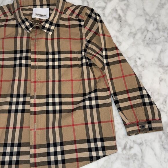 BURBERRY BEIGE VINTAGE CHECK LONG SLEEVE SHIRT 2Y - Picture 5 of 8